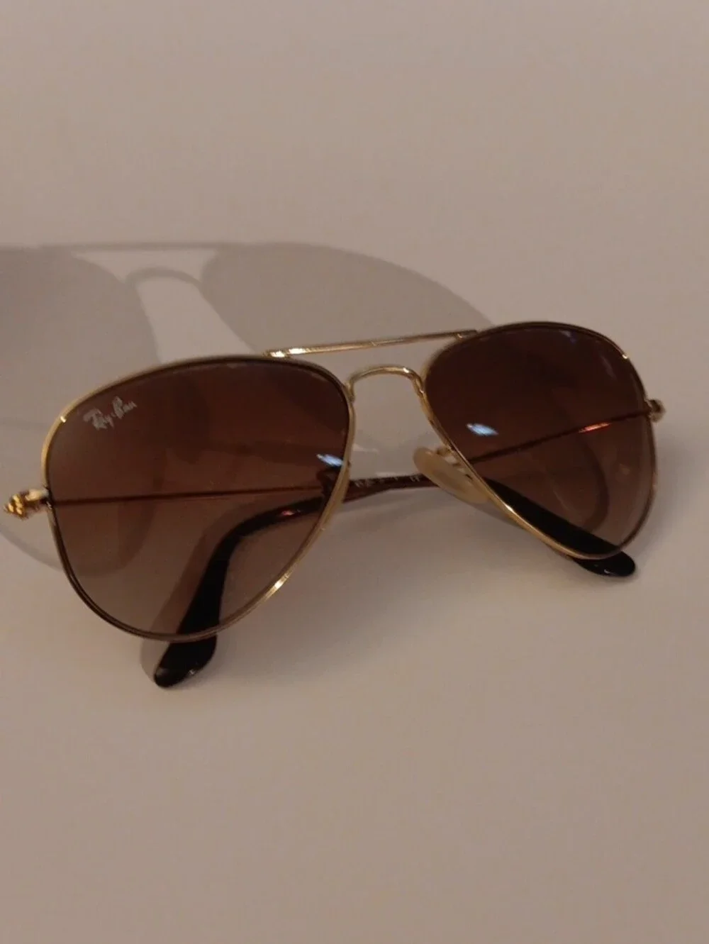 Ray-Ban Gold Frame Aviator Sunglasses with Brown Lenses